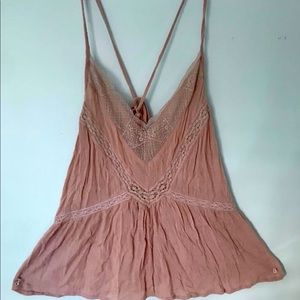 American Eagle Pink Lace Top
